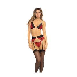 Rene Rofe Underneath It All Bra, Garter Belt & G-String Red